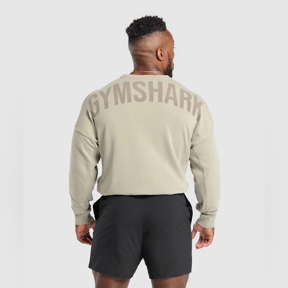 NEW Gymshark Power Washed Crew Oversized Fit - Size SMALL Men’s Ecru Brown Shirt - Picture 5 of 7